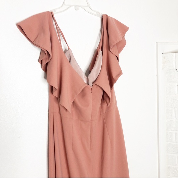 Christian Siriano Clay Ruffle Gown Ruffle Sleeve Maxi Dress Pink Crepe Size 12 - Picture 10 of 16